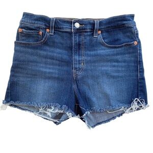 Levis High Rise Shorts Womens Size 29 Cut Off Dark Wash Raw Hem